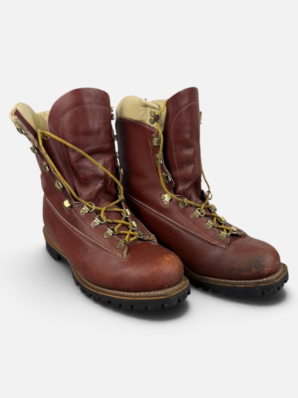 VTG Kush N Kollar Chippewa Brown Leather Work Boots Shearling Wool Insulated 11E